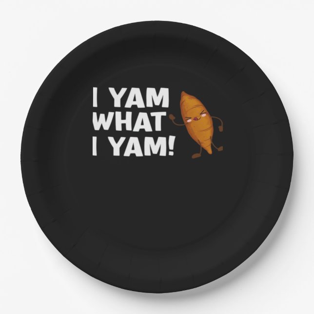 I Yam What I Yam Funny Food Lover Classic Paper Plate (Front)
