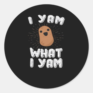 I Yam What I Yam Funny Potato Pun Thanksgiving Classic Round Sticker