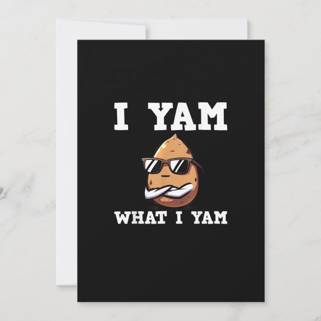 I Yam What I Yam Humourous V-Neck Holiday Card (Front)