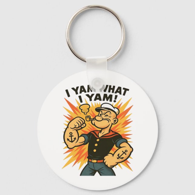 I Yam What I Yam Popeye Cartoon Quote Classic Keychain (Front)