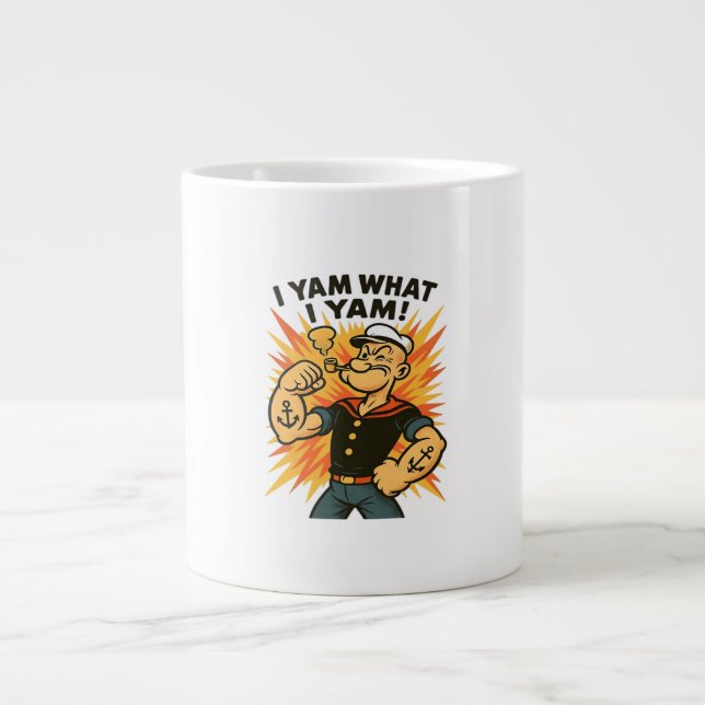 I Yam What I Yam Popeye Cartoon Quote Classic Large Coffee Mug (Front)