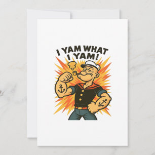 I Yam What I Yam Quote Humor Retro Feel Holiday Card