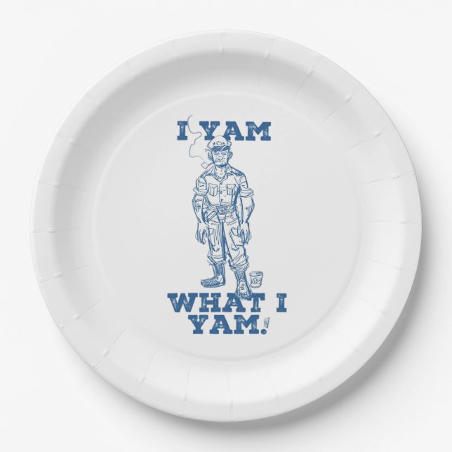 I Yam What I Yam. Sketch Design Paper Plate (Front)