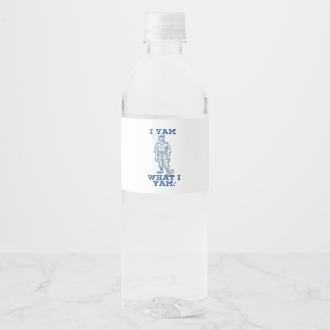 I Yam What I Yam. Sketch Design Water Bottle Label (Front)