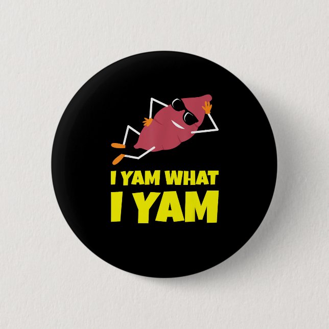 I Yam What I Yam Sweet Potato Thanksgiving Sloth D 2 Inch Round Button (Front)