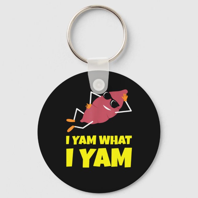 I Yam What I Yam Sweet Potato Thanksgiving Sloth D Keychain (Front)