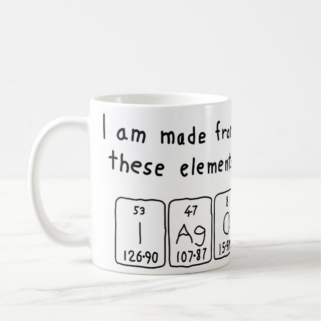 Iago periodic table name mug (Left)