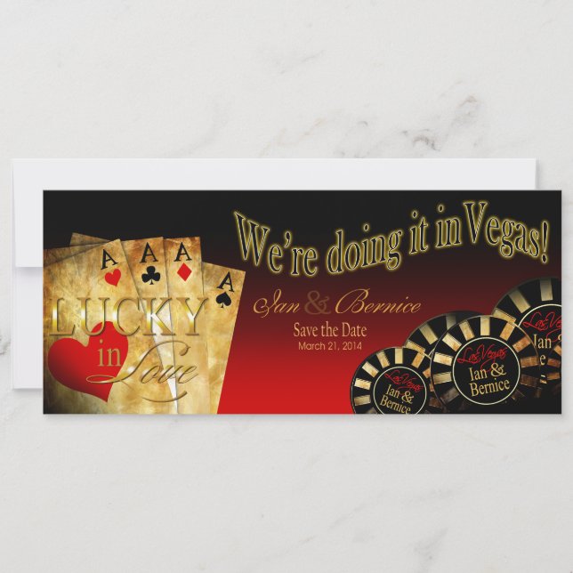 Ian & Bernice Las Vegas Deluxe Red Black Gold Invitation (Front)