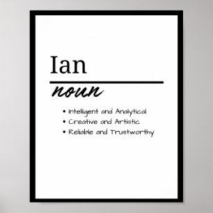 Ian, Boy Personalized Name Definition Poster