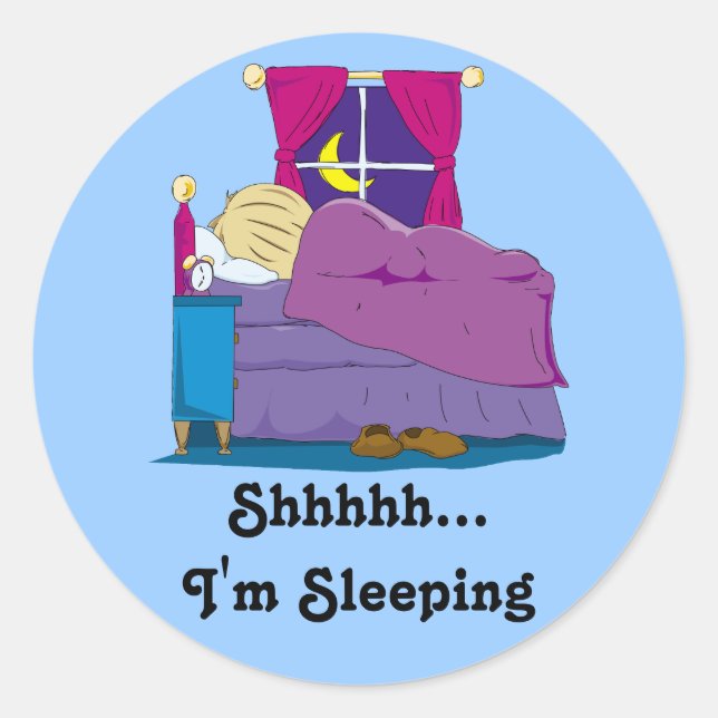 Ian Wakes Up Cover Sticker, Shhhhh... I'm Sleeping Classic Round Sticker (Front)