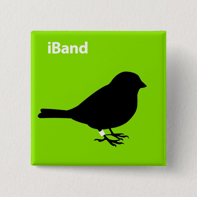 iBand Green 2 Inch Square Button (Front)