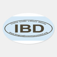 IBD - Crohns Colitis - Autocollant ovale - Bleu/Br