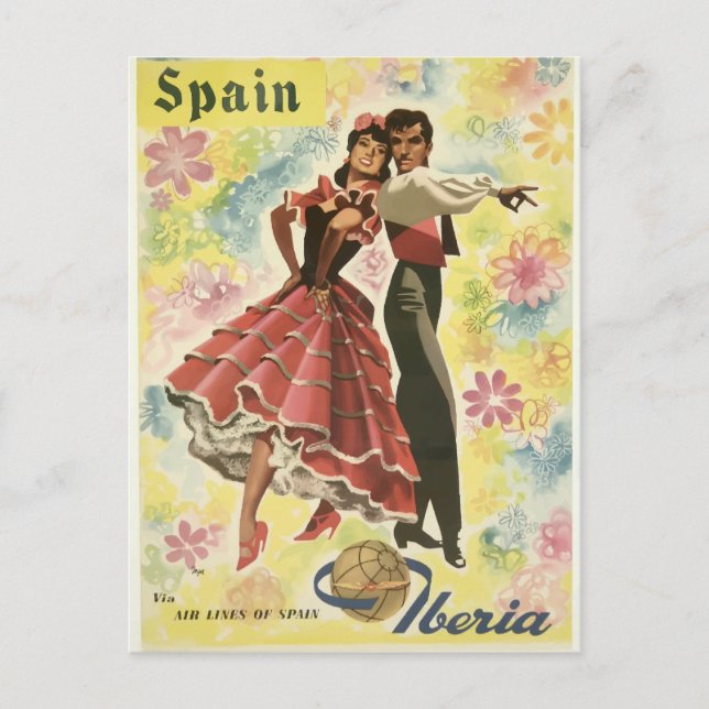 iberia vintage travel postcard (Front)