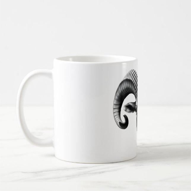 Ibex Power: Realistic Black & White Head Design Te Coffee Mug (Left)