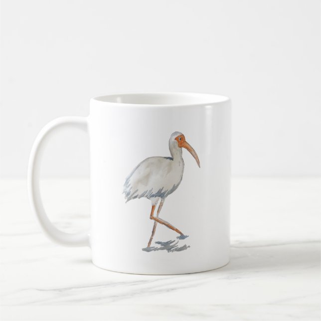 Ibis Blanc Plage Plage Oiseau Mug (Gauche)