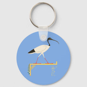Ibis Illustration & Thoth Hieroglyphic Keychain