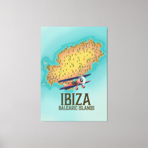 Ibiza Balearic islands map poster Canvas Print