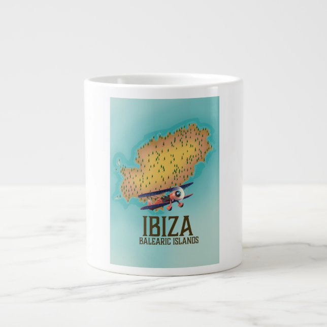 Ibiza Balearic islands map poster Large Coffee Mug (Front)