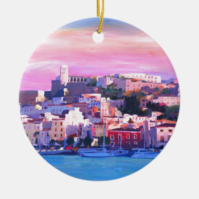 Ibiza Eivissa Old Town And Harbour Pearl Ceramic Ornament (Front)