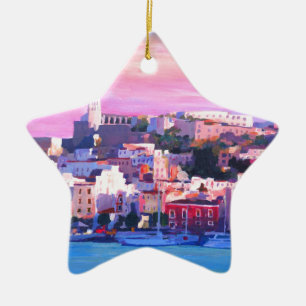 Ibiza Eivissa Old Town And Harbour Pearl Ceramic Ornament