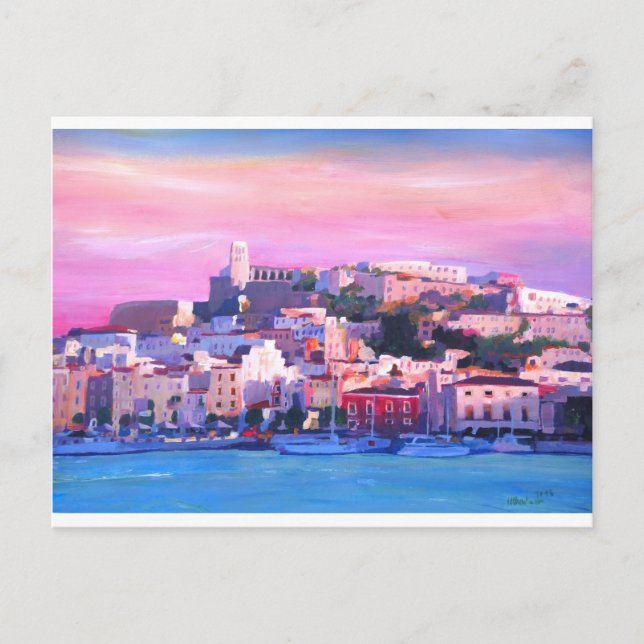 Ibiza Eivissa Old Town And Harbour Pearl Postcard (Front)