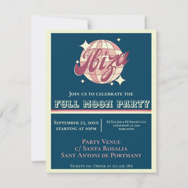 Ibiza eivissa party fiesta card digital Invitation (Front)