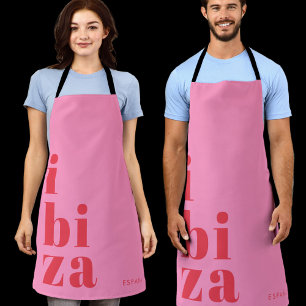 Ibiza España modern typography pink red  Apron