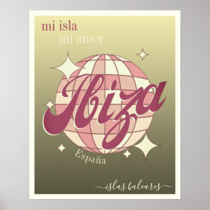 Ibiza Spain balearic Island elegant gold Poster