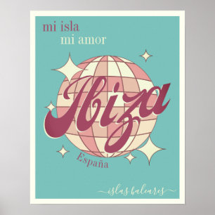 Ibiza Spain balearic Island vintage retro Poster 