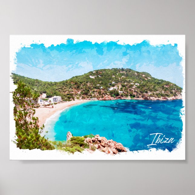 Ibiza Spain Beach Landscape Travel Poster (Front)