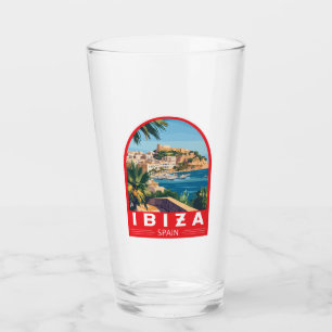 Ibiza Spain Illustration Travel Art Vintage Glass