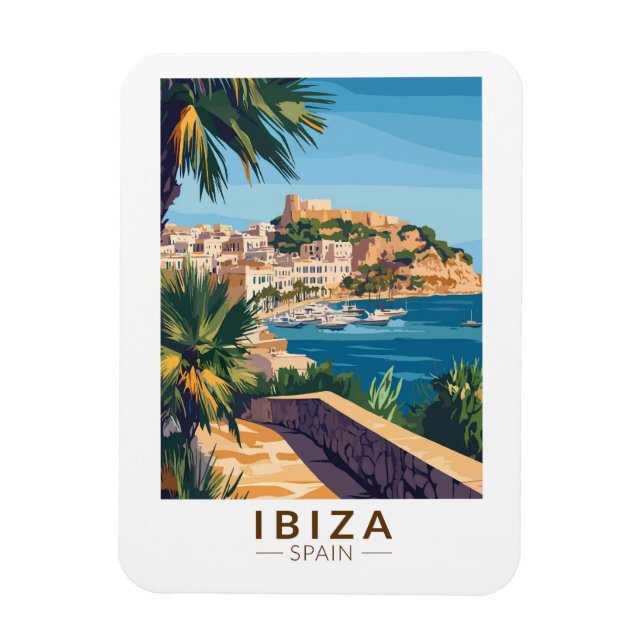 Ibiza Spain Illustration Travel Art Vintage Magnet
