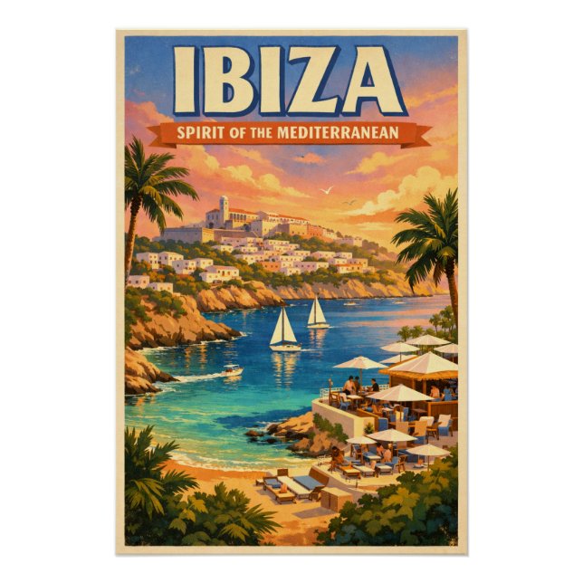 Ibiza, Spain, in a classic retro Poster (Front)