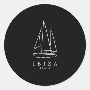 Ibiza Spain Sailing Club Souvenir European Boating Classic Round Sticker
