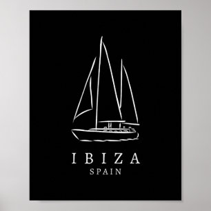 Ibiza Spain Sailing Club Souvenir European Boating Poster