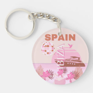Ibiza, Spain, Travel Art, Preppy Art, Pastel Keychain