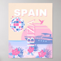 Ibiza, Spain, Travel Art, Preppy Art, Pink, Pastel