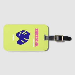 Ibiza, Spain, Travel Art, Preppy, Green Luggage Tag