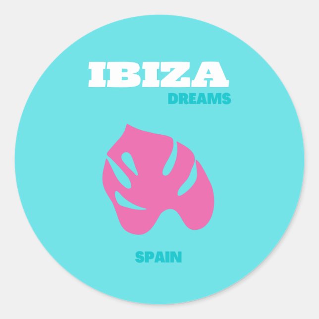 Ibiza, Spain, Travel Art, Preppy Room Classic Round Sticker (Front)