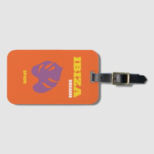Ibiza, Spain, Travel Art, Retro Art, Orange Luggage Tag