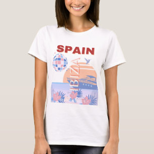 Ibiza, Spain, Travel Art, Retro Art, Pastel T-Shirt