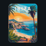Ibiza Spain Travel Art Vintage Magnet<br><div class="desc">Ibiza retro vector travel design. Ibiza is one of the Balearic islands,  an archipelago of Spain in the Mediterranean Sea.</div>