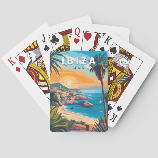 Ibiza Spain Travel Art Vintage Playing Cards (Back)
