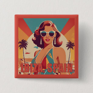 Ibiza, Spain Travel Poster 2 Inch Square Button