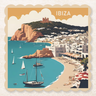 Ibiza, Spain Travel Poster Paper Coaster