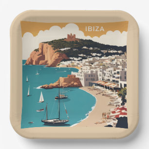 Ibiza, Spain Travel Poster Paper Plate