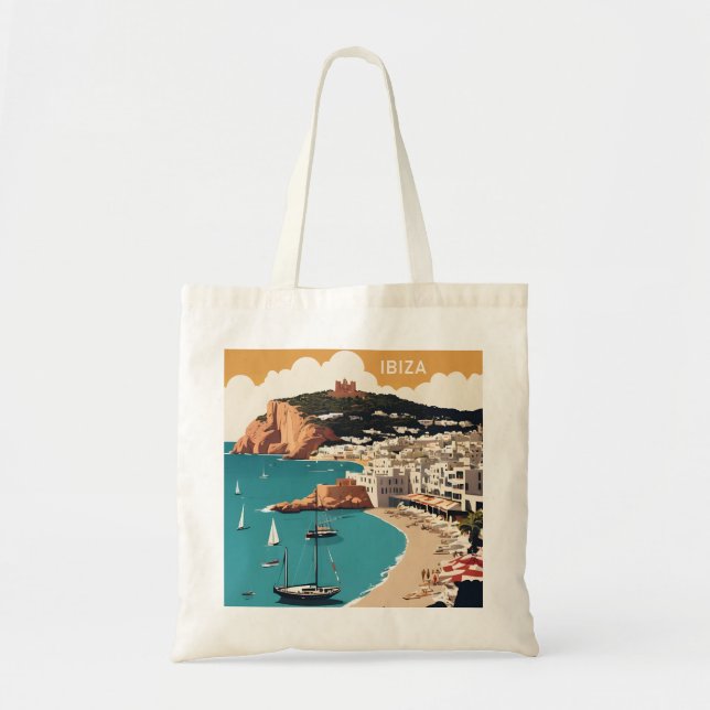 Ibiza, Spain Travel Poster Tote Bag (Front)