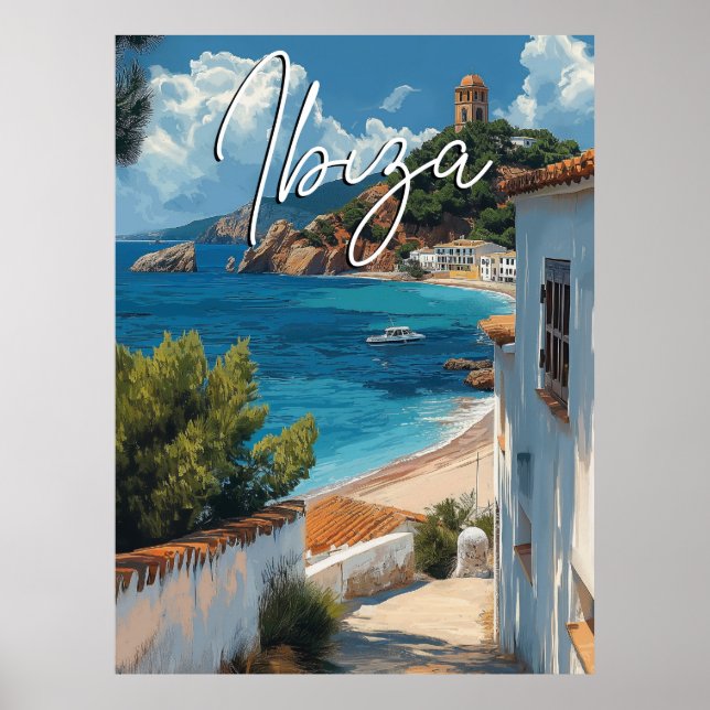 Ibiza Spain Travel Poster - Vintage Style (Front)