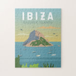 Ibiza Spain Travel Vintage Art Jigsaw Puzzle<br><div class="desc">Ibiza vector art design. Ibiza is one of the Balearic islands,  an archipelago of Spain in the Mediterranean Sea. It's well known for the lively nightlife in Ibiza Town and Sant Antoni.</div>