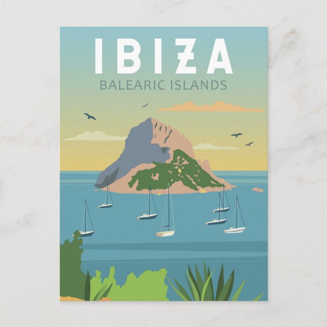 Ibiza Spain Travel Vintage Art Postcard (Front)